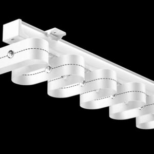 Riel Onda Perfecta - Ripplefold en color Marfil, diseñado para una caída uniforme y elegante de cortinas, asegurando ondas continuas y un deslizamiento suave